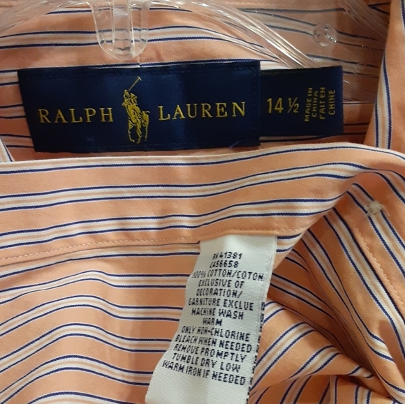 Ralph Lauren Orange And Blue Men's Button Down Casual Dress Shirt Size 14.5 - Picture 4 of 4